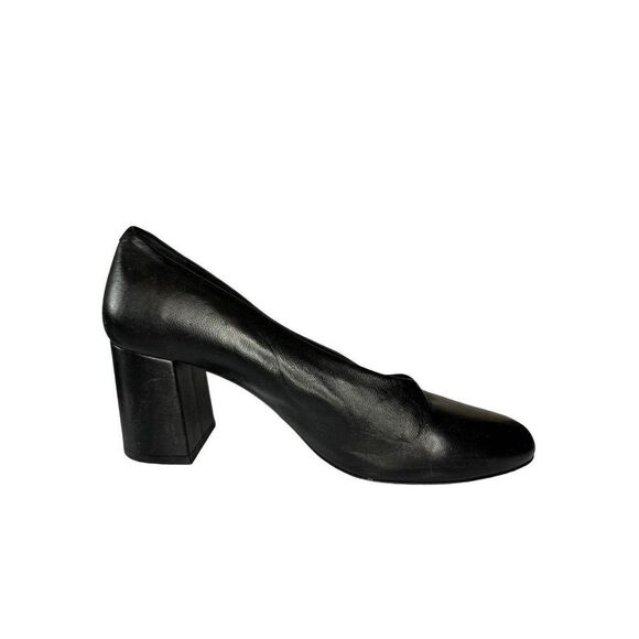 COS Curved Vamp Leather Heels Black Block Heel sz 40 - US 9 - Picture 9 of 14
